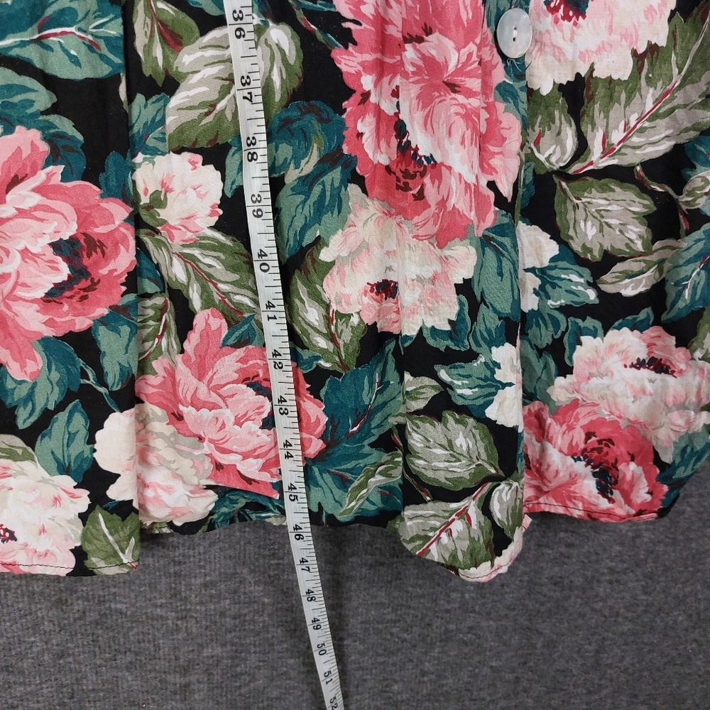 CAROL ANDERSON PETITES WOMENS VTG 90S BLACK FLORAL BELTED A LINE DRESS SZ 14P - Picture 9 of 15